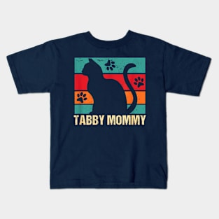 Tabby cat mom retro vintaged Kids T-Shirt